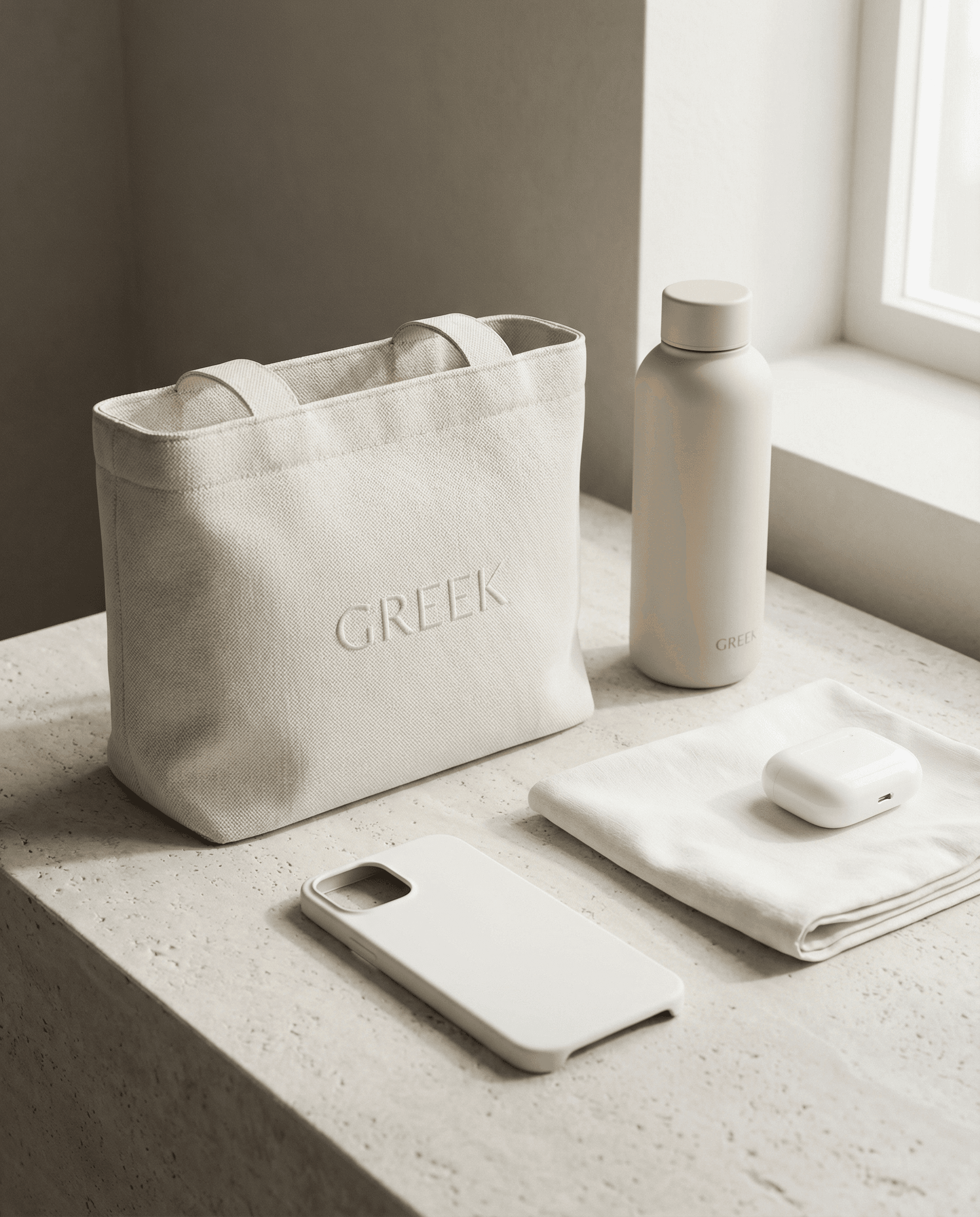 Kit Gostosa Grega — Bolsa, garrafa, case e fones